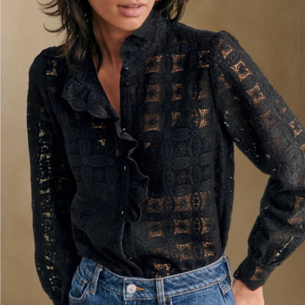 sezane Chloe black shirt - never worn! - size 6